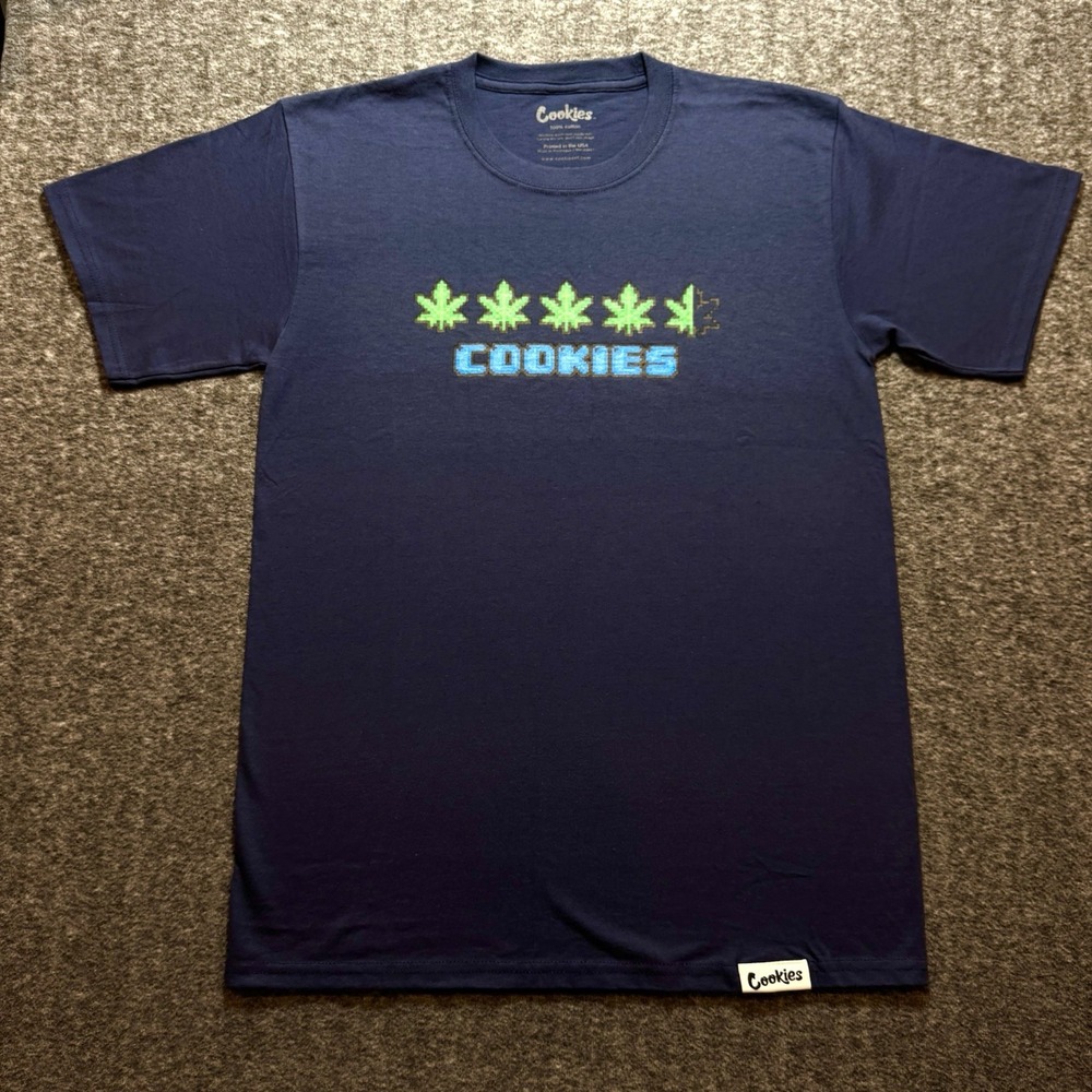 Navy Blue - Cookies Weed Lives Pixels - T-Shirt - M - New w/out Tags